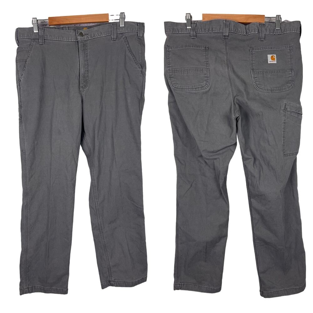 CARHARTT Men's 40 x 32 Gravel Rugged Relaxed Fit Canvas Fleece Lined Work Pant